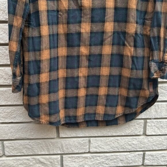 Roots Plaid Flannel Tunic Top Tan/Brown/Navy Sz S - Picture 6 of 9